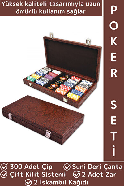 Wintoup Elit Texas Holdem Casino Blackjack 300 Çipli Çift Kilit Sistemli Suni...