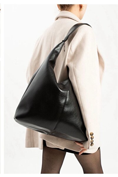 EBROU Women's Black Oversized Shoulder and Tote Bag - Large Volume