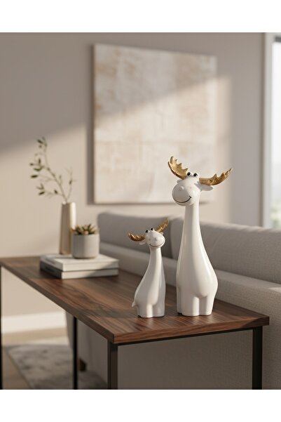 Nihan Ala Art Craft Dekoratif Geyik Biblo Seti – El Boyaması Polyester, 31 cm...