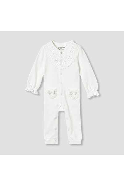 giggles Lace Panel Sleepsuit with Long Sleeves