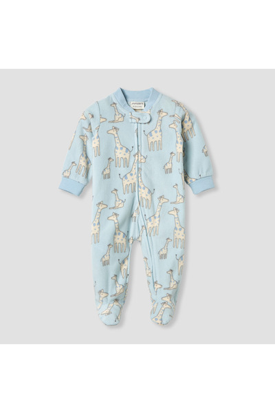 Juniors بدلة نوم من الصوف بنقشة زرافة وأكمام طويلة