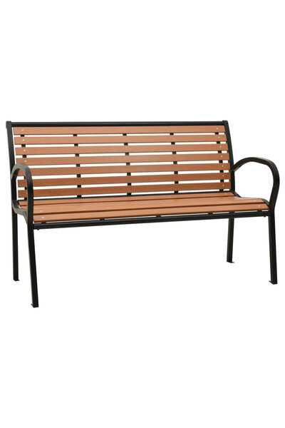 vidaxl Bancă de grădină, negru și maro, 116 cm, oțel și WPC