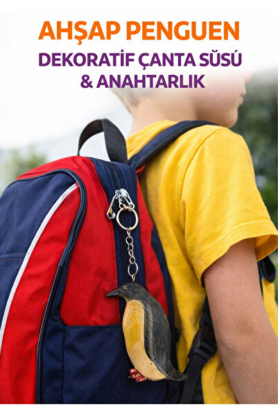 onyyapim Wooden Penguin Decorative Bag Ornament & Keychain