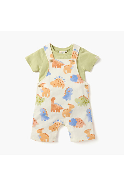 Juniors تيشيرت سادة وبنطال جينز مطبوع عليه ديناصور