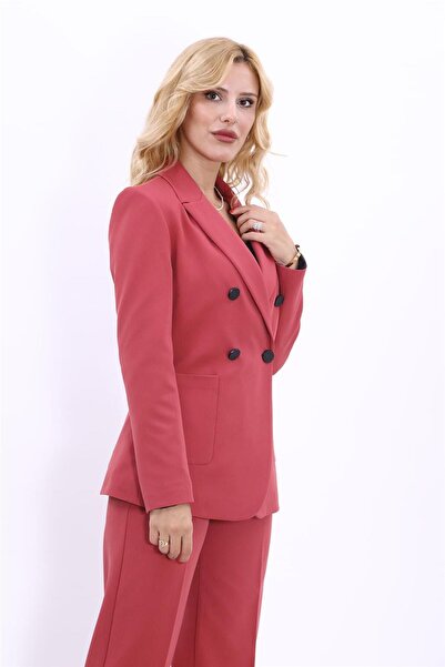 ÖNDER ÖZSOY سترة نسائية أنيقة مع جيوب - لون الطوب