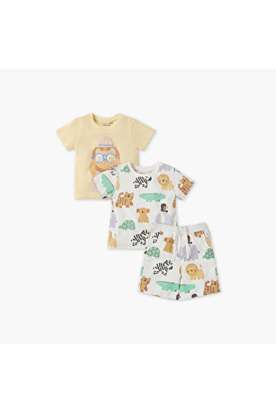 Juniors طقم تي شيرت وشورت مطبوع مكون من 3 قطع