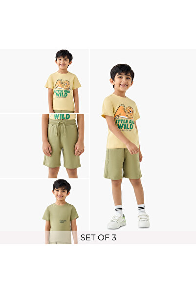 Juniors طقم تي شيرت وشورت مطبوع مكون من 3 قطع