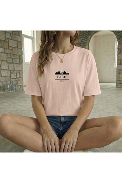 BUWOM تيشيرت نسائي برقبة دائرية من PARIS B مطبوع