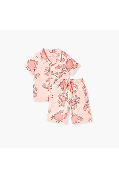 Juniors Crab Print Shirt and Shorts Set
