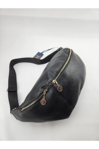 Harvey Miller Polo Club Harvey Miller Siyah Derin Cilt Desenli Büyük Bel Çantası