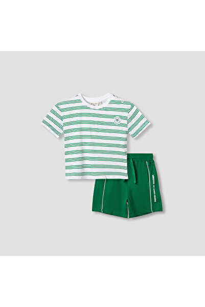 Juniors KSA National Day Striped T-shirt and Shorts Set