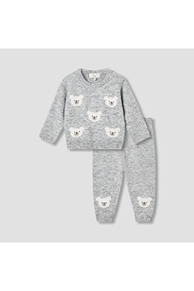 Juniors طقم كنزة وبنطال للأولاد بنقشة دب - مزيج من البوليستر - أكمام طويلة - ...