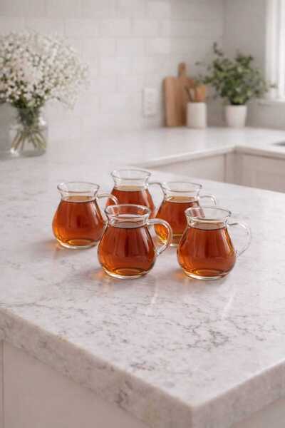 RASHA COLLECTION Tombik Kulplu Çay Bardağı