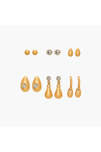 Lifestyle أقراط مزخرفة بإغلاق خلفي - طقم من 6 قطع