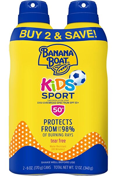 Banana Boat Kids Sport Broad Spectrum Ultra Mist Sunscreen Spray Twin Pack with SPF 50, 12 Ounce