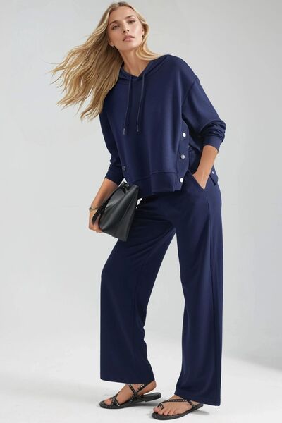 Hiccup Modal Touch Hooded High Waist Wide Leg Two Piece Set Bersan Collection