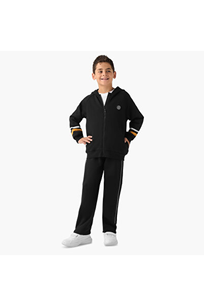 Juniors طقم سويت شيرت وبنطال رياضي للأولاد مخطط - قطن - أكمام طويلة - غطاء رأس