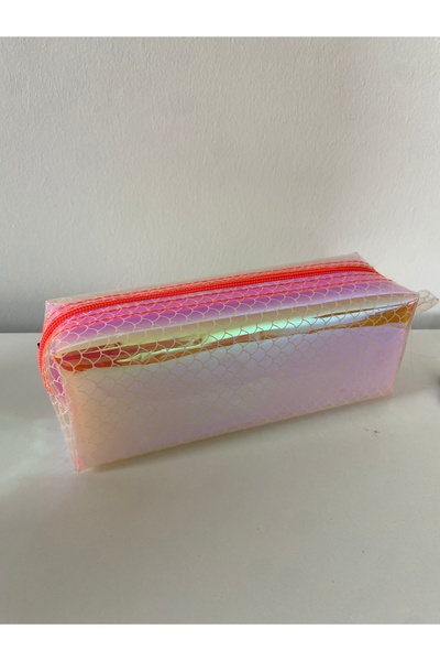 İnci Hologramlı Kalemlik Yarı Şeffaf Kalem Kutusu Makyaj Çantası