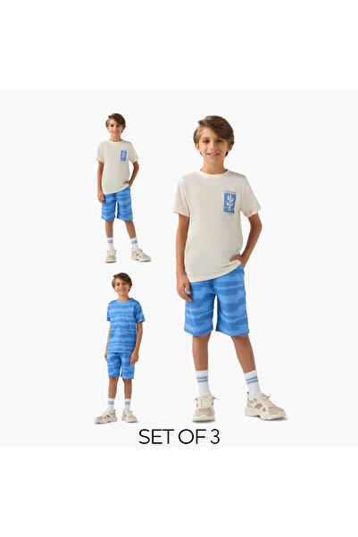 Juniors طقم تيشيرتات وشورتات مطبوعة من 3 قطع