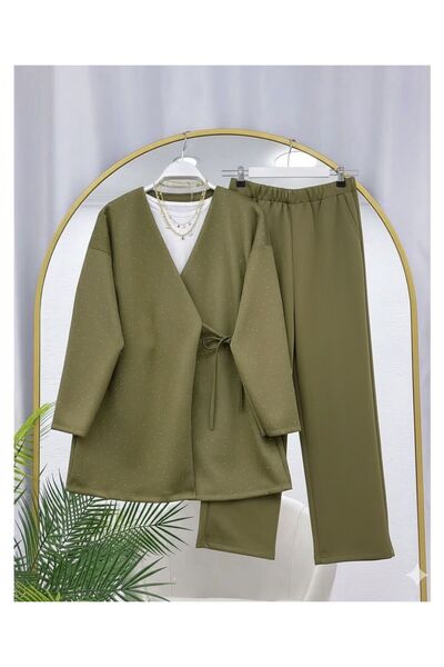 YILMAZBARMAZ γυναικείο πέτρινο σετ με τύπωμα τεμαχίων