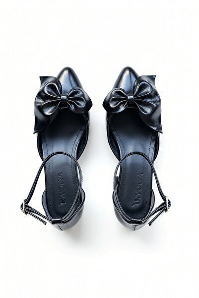 DURUNUN BUTİĞİ Παπούτσια με τακούνι Renta με μαύρο λουστρίνι με φιόγκο (4 εκ....