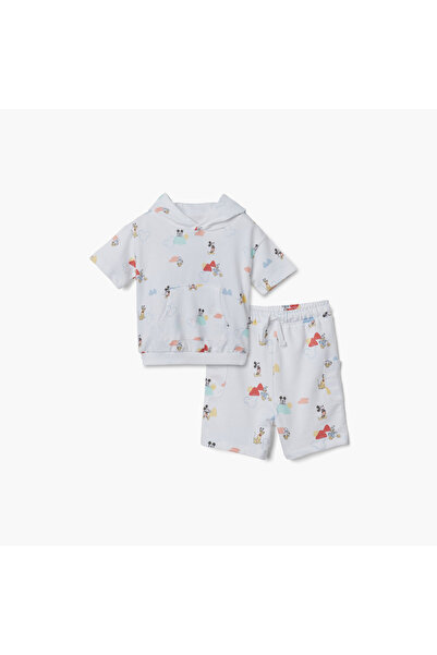 Disney All-Over Mickey Mouse and Donald Duck Print Hoodie and Shorts Set