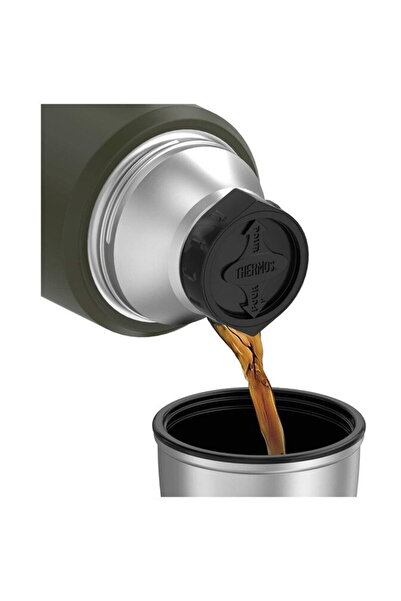 Thermos 470 ml flask with cup holder - army green