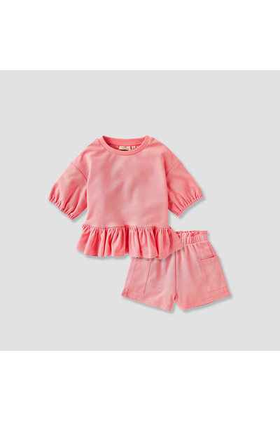 Juniors Textured Peplum Top and Shorts Set