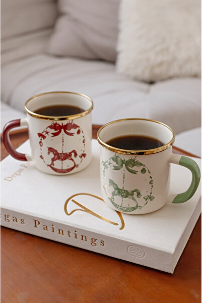 EMAYlab Emaylabxyirmiyedikuzguncuk Christmas Carousel Enamel Mug Pastel Green