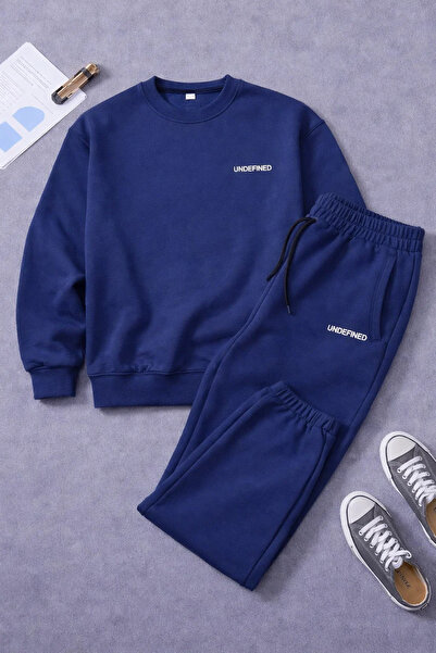 COMBİNE MİCHAİL Men's Casual Winter Blue Tracksuit Set