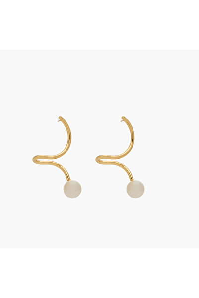 Lifestyle Gold Tone Pearl Drop Spiral Earrings with Pushback Closure