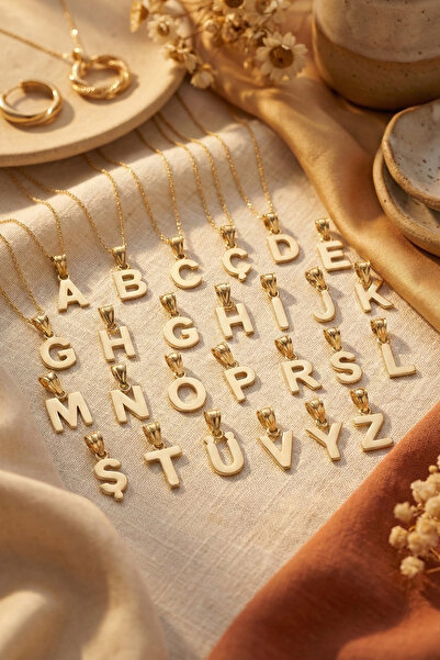 Fiyonk Kuyumculuk 14 Ayar Altın Mini Harf Kolye Ucu - A'dan Z'ye Tüm Harfler