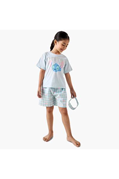 Disney Stitch Print T-shirt and Shorts Set