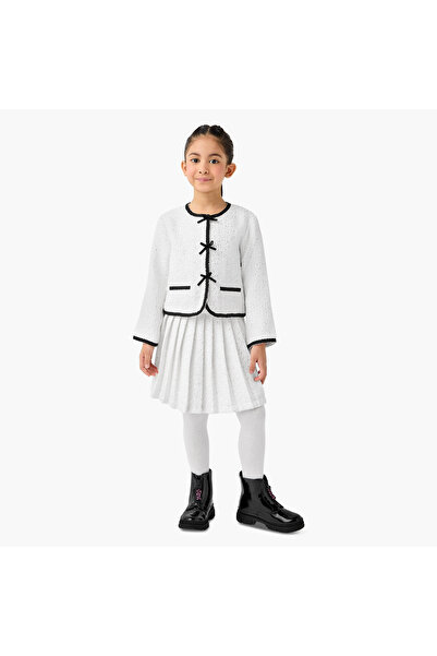 ELIGO Embellished Jacket with Pleated Skirt and Tights