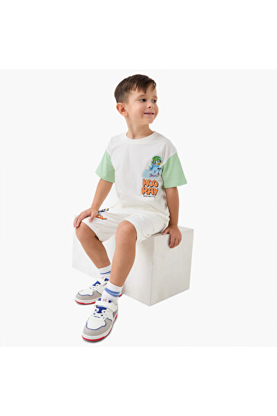 BBC طقم تيشيرت وشورت مطبوع صورة بلووي