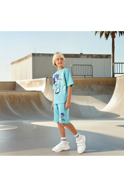 CPLG طقم تي شيرت وشورت بطبعة سونيك القنفذ