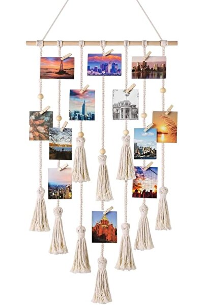 Arabest ديكور جداري منسوج على الطراز البوهيمي، مزود بـ 20 مشبكًا خشبيًا، هدية...