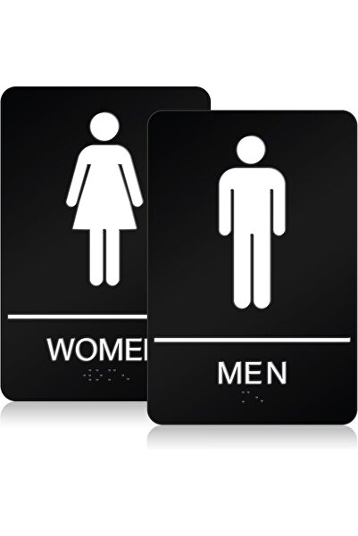 Arabest Toilet sign, with double-sided 3M strong tape, suitable for offices a...