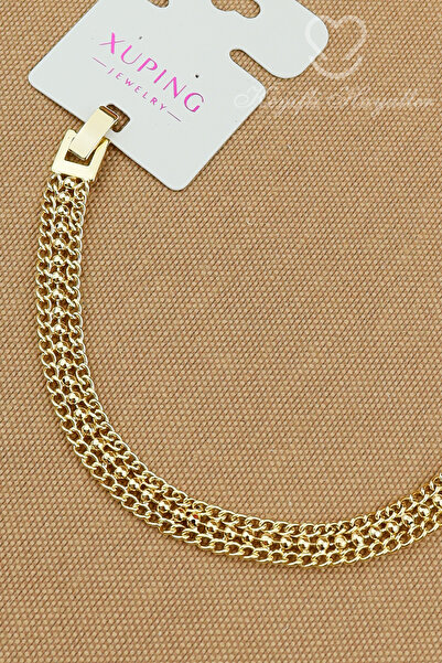 Keyifli Hayaller Xuping Bileklik - Vip Xuping 3lü Birleşik 8mm Dorika Boncuklu Zincir 14K Bileklik 19cm