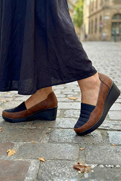 Ekonomik Ayakkabı Women's Mother Shoes Orthopedic Wedge Heel – Comfortable Daily Slip-On Model