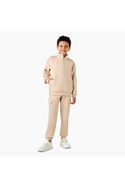ELIGO Solid High Neck Sweatshirt and Joggers Set