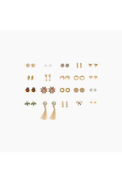 Lifestyle مجموعة من 20 زوجًا من الأقراط المعدنية المتنوعة ذات الإغلاق الخلفي