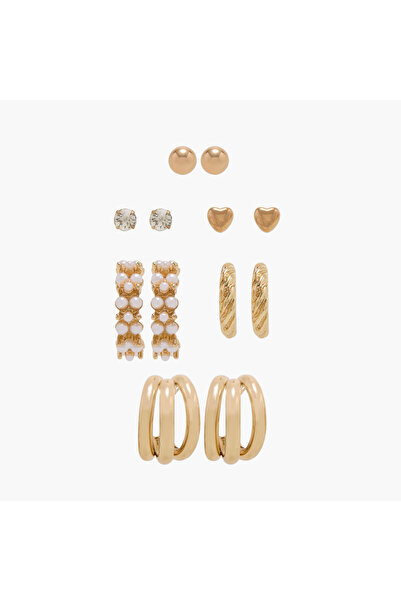 Lifestyle أقراط معدنية بمشبك خلفي - طقم من 6 قطع