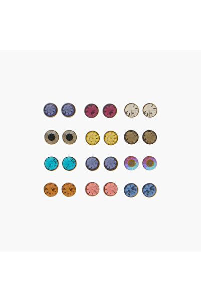 Lifestyle أقراط مرصعة مزخرفة بإغلاق خلفي - طقم من 12 قطعة