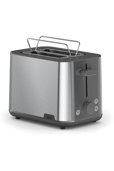 Braun Prăjitor de pâine PurShine HT 1510 GY (oțel inoxidabil/gri, 900 wați, pentru 2 felii de pâine prăjită)