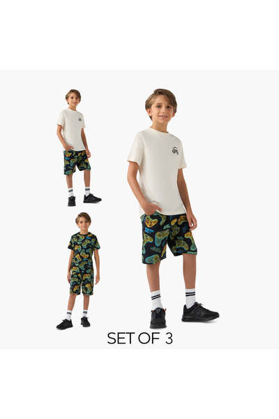Juniors طقم مكون من 3 قطع: تيشيرتات وسراويل قصيرة مطبوعة برسومات مستوحاة من أ...