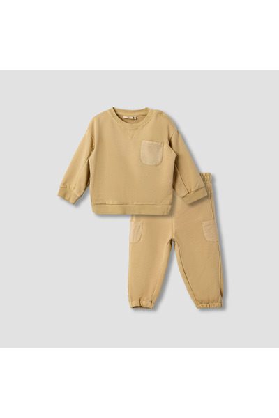 Juniors Solid Long Sleeve Sweatshirt and Joggers Set