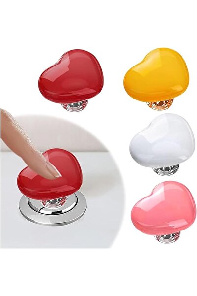 Arabest 4Pcs Love Heart Shaped Toilet Button Flush