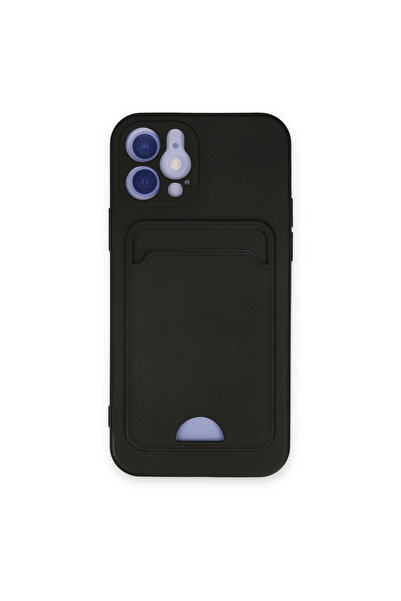 AKSEFİZZ Newface iPhone 12 Kılıf Kelvin Kartvizitli Silikon - Siyah