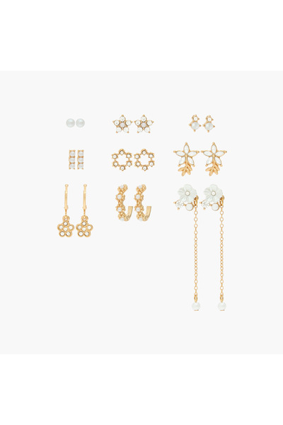 Lifestyle Pack of 9 Assorted Earrings with Pushback Closure